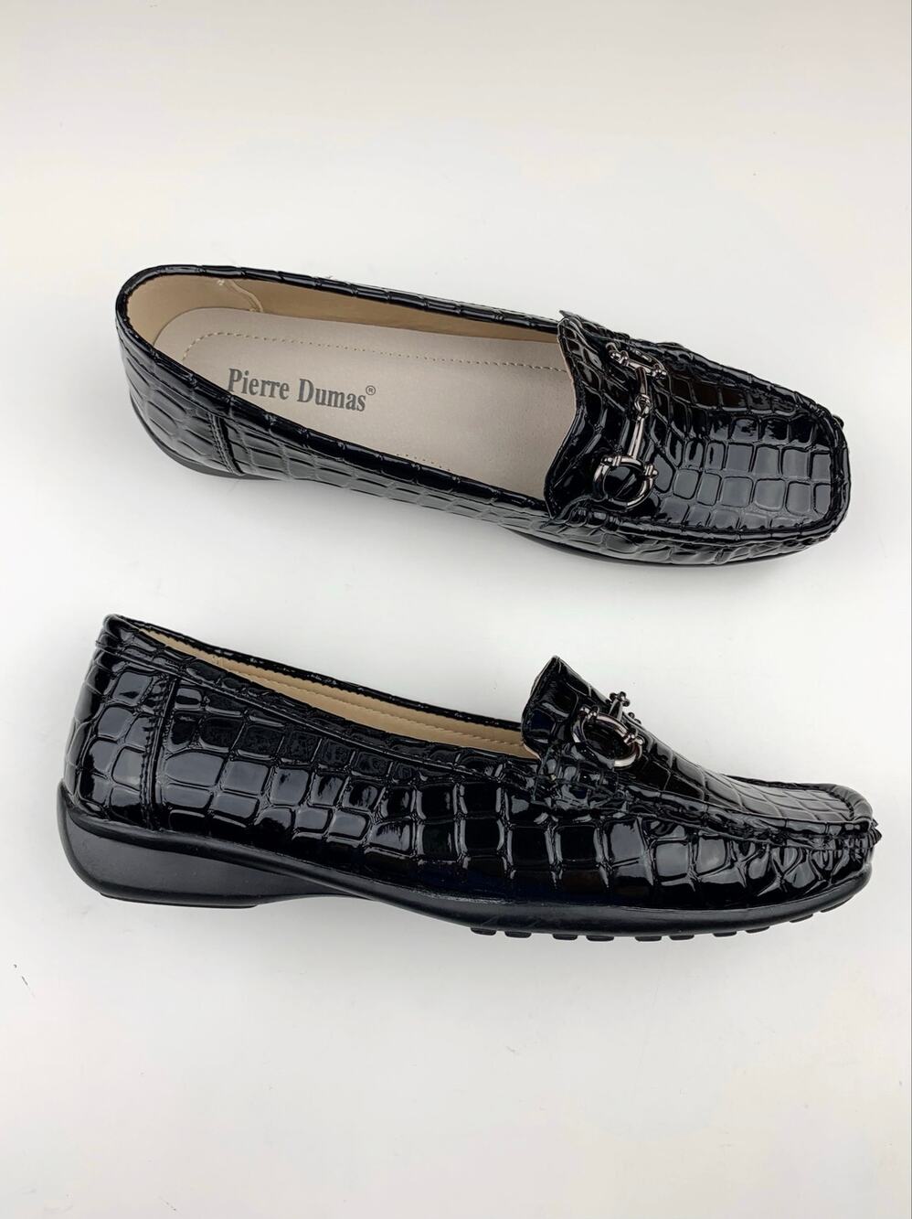 Pierre Dumas Hazel Slip On Loafers Black Faux Patent Leather Shoes Women's 9